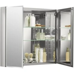 Kohler Medicine Cabinet With Mirrored Doors - 30-in - Aluminum -Allied Brass Sales Store 31535002b L