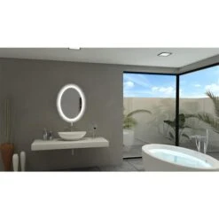 Paris Mirror Backlit 20-in X 28-in 6000K Oval Mirror
