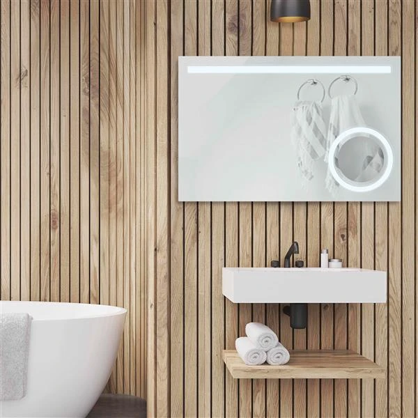 WarmlyYours 24-in X 36-in LED Backlit Rectangular Glass Mirror 5 WarmlyYours 24-in X 36-in LED Backlit Rectangular Glass Mirror - Image 3