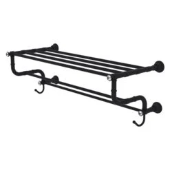 Allied Brass Carolina Crystal Matte Black 30-in Wall Mount Towel Rack With Double Towel Bar