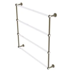 Allied Brass Pacific Beach 36-in Antique Brass Wall-Mounted 4-Tier Towel Bar With Dotted Accents