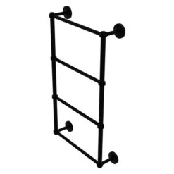 Allied Brass Prestige Regal 36-in Matte Black Wall-Mounted 4-Tier Towel Bar With Dotted Detail
