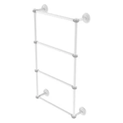 Allied Brass Monte Carlo 36-in Matte White Wall-Mounted 4-Tier Towel Bar With Dotted Detail