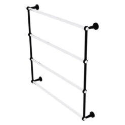Allied Brass Pacific Beach 36-in Matte Black Wall-Mounted 4-Tier Towel Bar With Grooved Accents