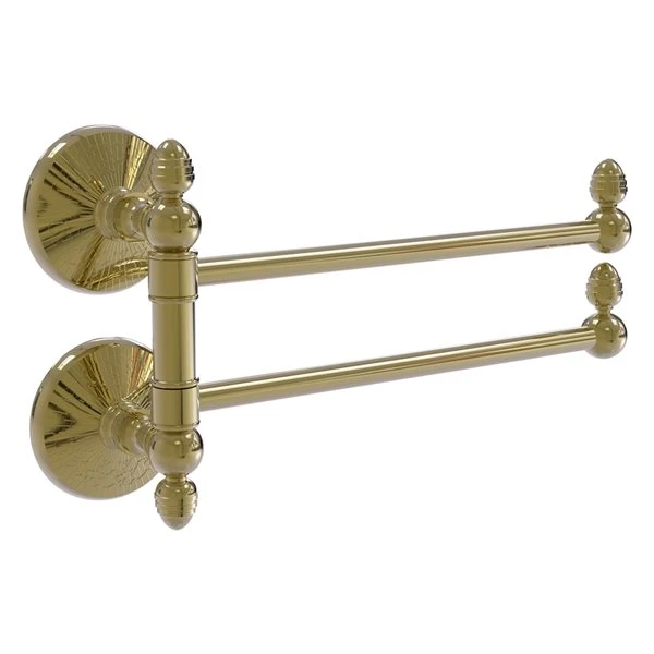 Allied Brass Monte Carlo Collection 2-Swing Arm Towel Rail In Unlacquered Brass 3 Allied Brass Monte Carlo Collection 2-Swing Arm Towel Rail In Unlacquered Brass