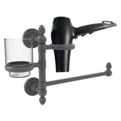 Allied Brass Dottingham Matte Grey Brass Hair Dryer Holder