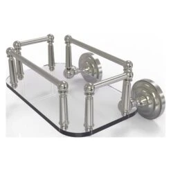 Allied Brass Que New Satin Nickel 1-Tier Brass Wall Mount Bathroom Shelf