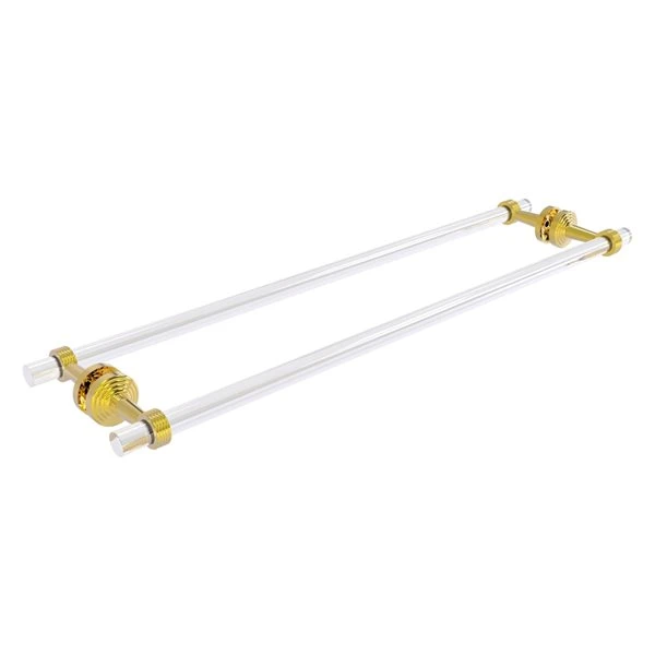 Allied Brass Pacific Beach 30-in Back To Back Shower Door Towel Bar With Grooved Accents In Polished Brass 3 Allied Brass Pacific Beach 30-in Back To Back Shower Door Towel Bar With Grooved Accents In Polished Brass