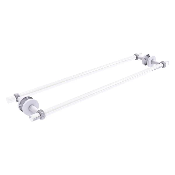 Allied Brass Clearview 30-in Back To Back Shower Door Towel Bar With Twisted Accents In Matte White 3 Allied Brass Clearview 30-in Back To Back Shower Door Towel Bar With Twisted Accents In Matte White