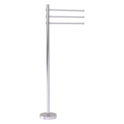 Allied Brass Satin Chrome Freestanding Towel Rack With 3 Pivoting 12-in Arms