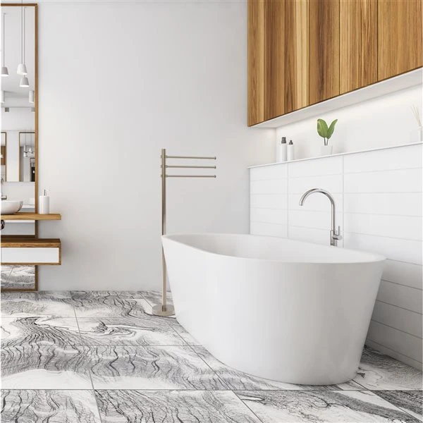 Allied Brass Antique Pewter Freestanding Towel Rack With 3 Pivoting 12-in Arms 4 Allied Brass Antique Pewter Freestanding Towel Rack With 3 Pivoting 12-in Arms - Image 2