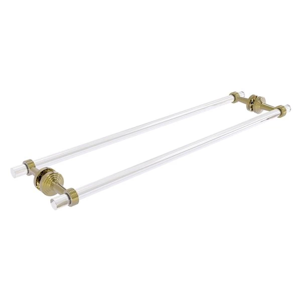 Allied Brass Pacific Beach 30-in Back To Back Shower Door Towel Bar With Grooved Accents In Unlacquered Brass 3 Allied Brass Pacific Beach 30-in Back To Back Shower Door Towel Bar With Grooved Accents In Unlacquered Brass