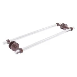 Allied Brass Clearview Antique Copper 24-in Back To Back Shower Door Towel Bar With Grooved Accents