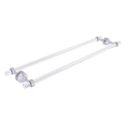 Allied Brass Pacific Grove Satin Chrome 30-in Back To Back Shower Door Towel Bar With Grooved Accents