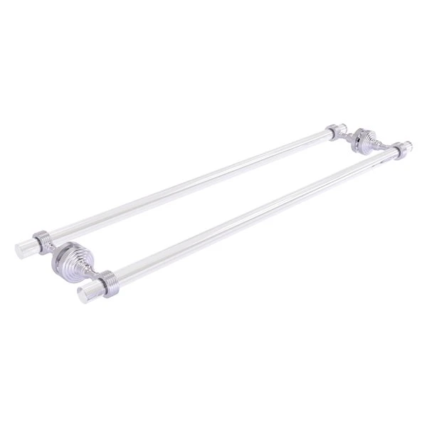 Allied Brass Pacific Grove Satin Chrome 30-in Back To Back Shower Door Towel Bar With Grooved Accents 3 Allied Brass Pacific Grove Satin Chrome 30-in Back To Back Shower Door Towel Bar With Grooved Accents