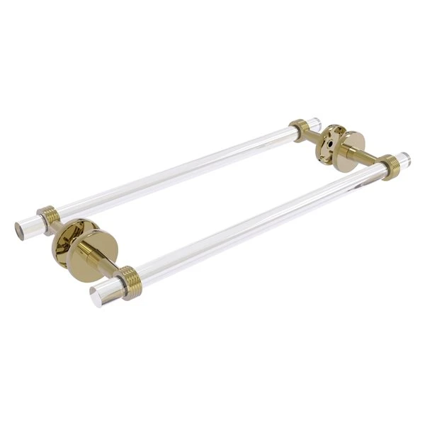 Allied Brass Clearview Unlacquered Brass 18-in Back To Back Shower Door Towel Bar With Grooved Accents 3 Allied Brass Clearview Unlacquered Brass 18-in Back To Back Shower Door Towel Bar With Grooved Accents
