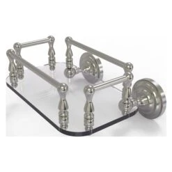 Allied Brass Que New Satin Nickel Wall Mount Glass Bathroom Shelf