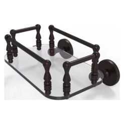 Allied Brass Prestige Skyline Antique Bronze Wall Mount Glass Bathroom Shelf