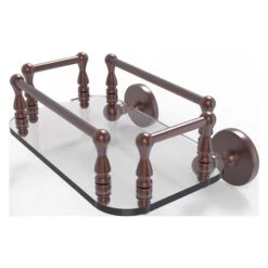 Allied Brass Prestige Skyline Antique Copper Wall Mount Glass Bathroom Shelf