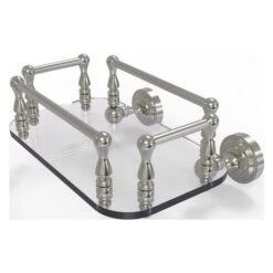 Allied Brass Dottingham Satin Nickel Wall Mount Glass Bathroom Shelf