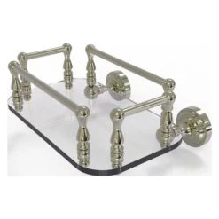 Allied Brass Dottingham Polished Nickel Wall Mount Glass Bathroom Shelf
