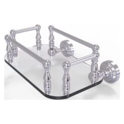 Allied Brass Dottingham Satin Chrome Wall Mount Glass Bathroom Shelf
