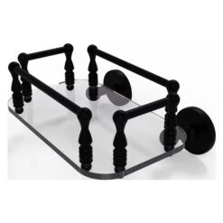 Allied Brass Prestige Skyline Matte Black Wall Mount Glass Bathroom Shelf