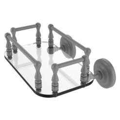 Allied Brass Que New Matte Grey Wall Mount Glass Bathroom Shelf