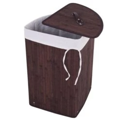 Costway 24-in Brown Bamboo Corner Laundry Basket