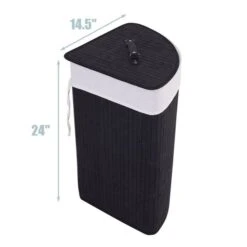 Costway 24-in Black Bamboo Corner Laundry Basket -Allied Brass Sales Store 330962352 AlternateImage2 l
