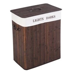 Costway 25-in Brown Bamboo Double Laundry Basket 10 Costway 25-in Brown Bamboo Double Laundry Basket -Allied Brass Sales Store 330962366 MainImage 001 l