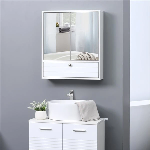 Kleankin 21.5-in X 24.5-in Surface White Mirrored Rectangular Medicine Cabinet 6 Kleankin 21.5-in X 24.5-in Surface White Mirrored Rectangular Medicine Cabinet - Image 4