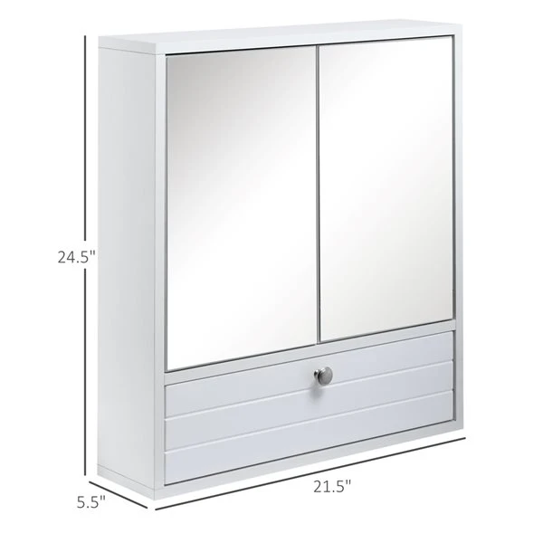 Kleankin 21.5-in X 24.5-in Surface White Mirrored Rectangular Medicine Cabinet 5 Kleankin 21.5-in X 24.5-in Surface White Mirrored Rectangular Medicine Cabinet - Image 3