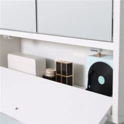 Kleankin 21.5-in X 24.5-in Surface White Mirrored Rectangular Medicine Cabinet