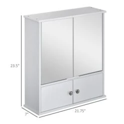 Kleankin 21.75-in X 23.5-in Surface White Mirrored Rectangular Medicine Cabinet -Allied Brass Sales Store 330974779 AlternateImage2 l