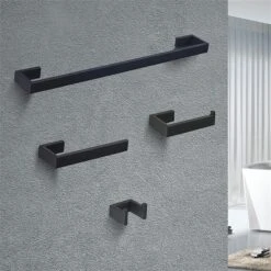 Clihome 4-piece Matte Black Bathroom Hardware Set - Paper Holder, Multi-Function Hooks And Towel Bar -Allied Brass Sales Store 330982080 AlternateImage1 l