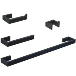 Clihome 4-piece Matte Black Bathroom Hardware Set - Paper Holder, Multi-Function Hooks And Towel Bar -Allied Brass Sales Store 330982080 MainImage 001 l