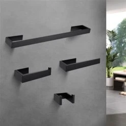 Clihome 4-piece Matte Black Decorative Bathroom Hardware Set