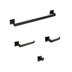 Clihome 4-piece Matte Black Decorative Bathroom Hardware Set With Toilet Paper, Hooks And Towel Bar -Allied Brass Sales Store 330982194 MainImage 001 l