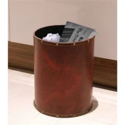 Vintiquewise Red Faux Leather Wastebasket -Allied Brass Sales Store 330993160 AlternateImage1 l