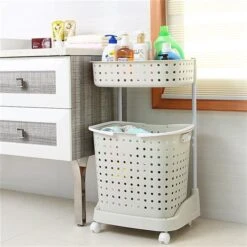 Basicwise 2-tier Plastic Laundry Basket With Wheels 10 Basicwise 2-tier Plastic Laundry Basket With Wheels -Allied Brass Sales Store 330993167 AlternateImage1 l