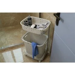 Basicwise 2-tier Plastic Laundry Basket With Wheels 9 Basicwise 2-tier Plastic Laundry Basket With Wheels -Allied Brass Sales Store 330993167 AlternateImage2 l