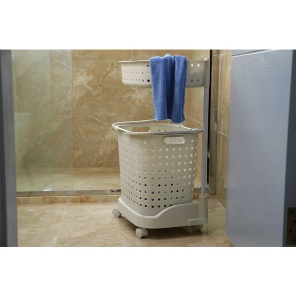 Basicwise 2-tier Plastic Laundry Basket With Wheels 3 Basicwise 2-tier Plastic Laundry Basket With Wheels