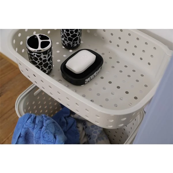 Basicwise 2-tier Plastic Laundry Basket With Wheels 4 Basicwise 2-tier Plastic Laundry Basket With Wheels - Image 2
