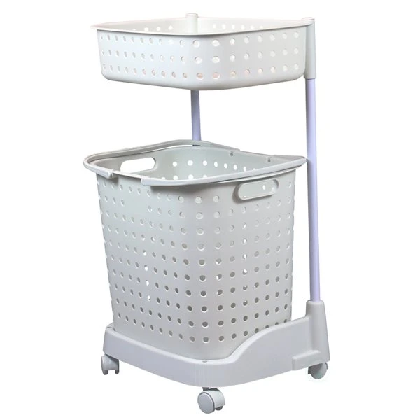 Basicwise 2-tier Plastic Laundry Basket With Wheels 7 Basicwise 2-tier Plastic Laundry Basket With Wheels - Image 5