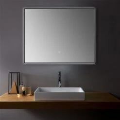Sera Ella 36-in Lighted LED Black Rectangular Bathroom Mirror