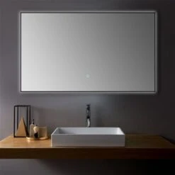 Sera Ella 48-in Lighted LED Black Rectangular Bathroom Mirror