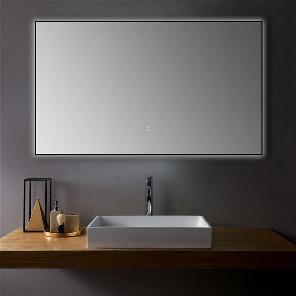 Sera Ella 48-in Lighted LED Black Rectangular Bathroom Mirror 3 Sera Ella 48-in Lighted LED Black Rectangular Bathroom Mirror