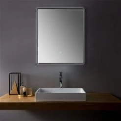 Sera Ella 30-in Lighted LED Black Rectangular Bathroom Mirror