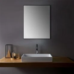 Sera Sadie 24-in Black Framed Rectangular Bathroom Mirror